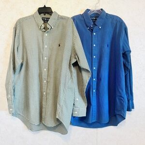 Polo Ralph Lauren Blake Men's Lot of Two Dress Shirts Size Large Green Blue